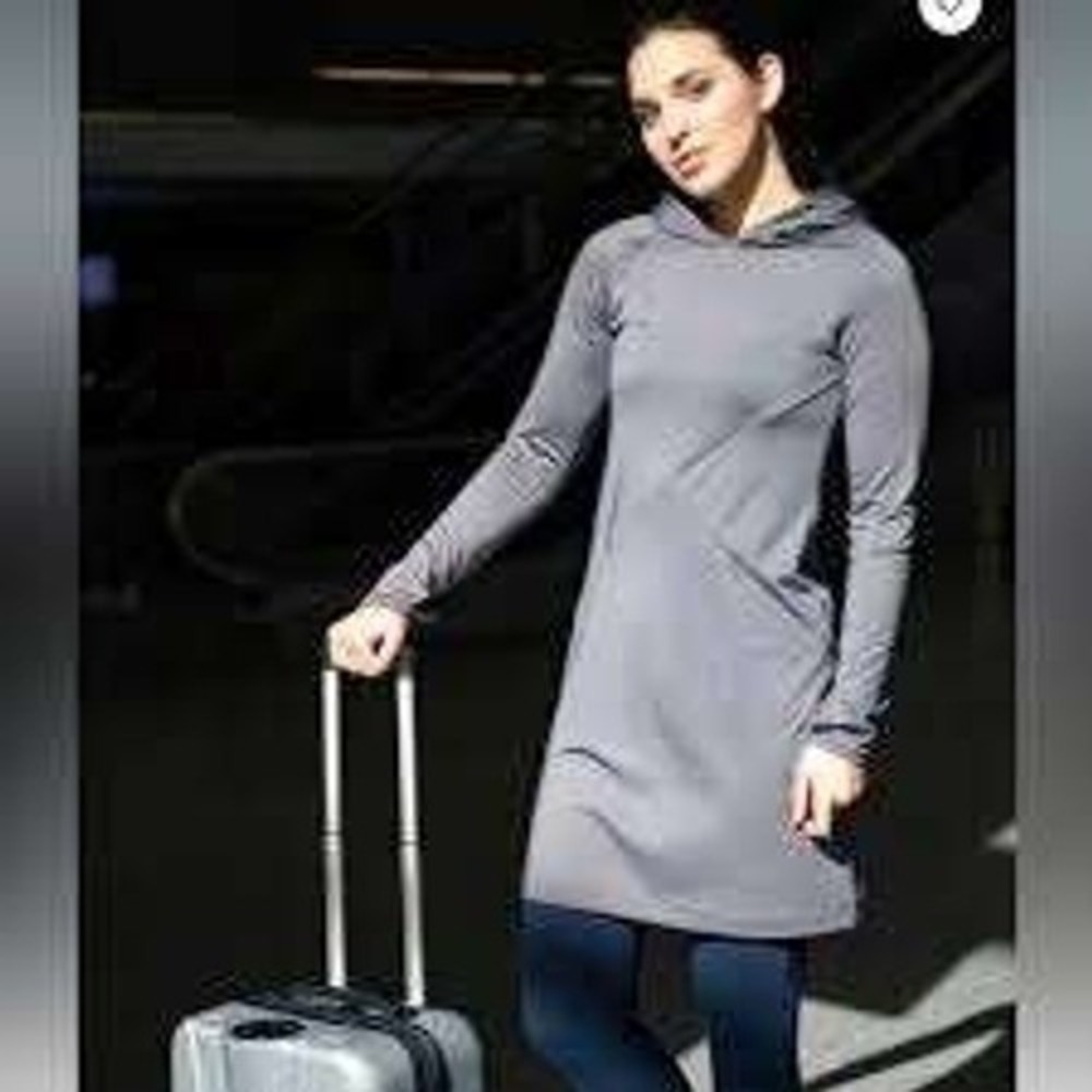 Betabrand‎ Red Eye Travel Dress Eye Mask Hoodie Grey Size XXL